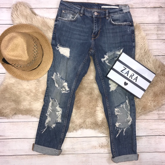 Zara Denim - Zara | Super Distressed Medium Rise Cropped Jeans